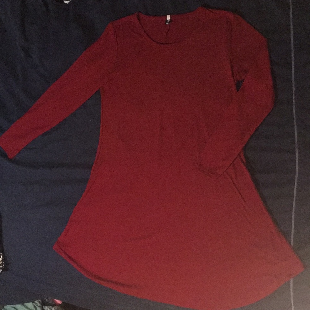 Dark Red Long Sleeve Dress Large